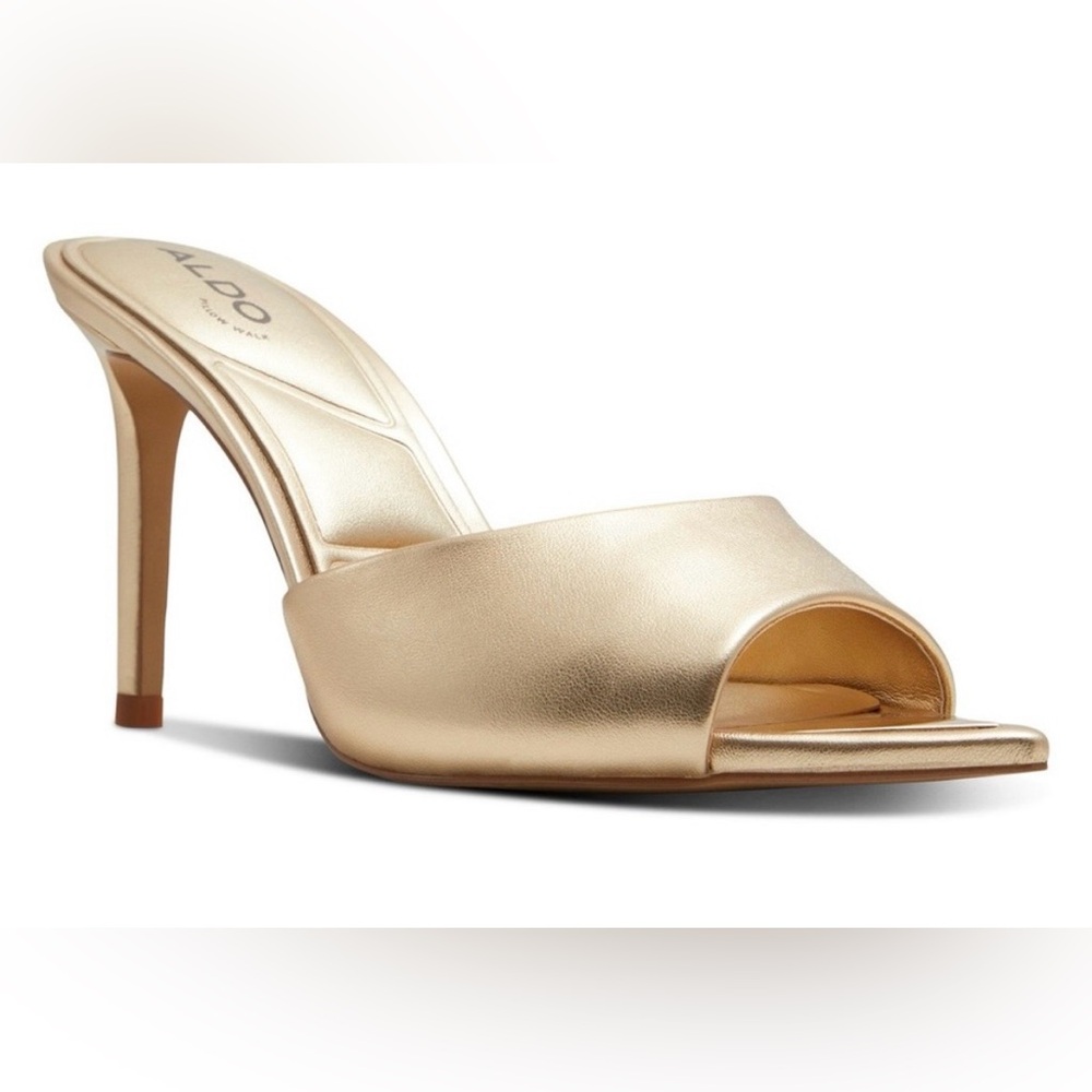 Aldo Marita Pointed Toe Slide Sandal in Gold - Size 7